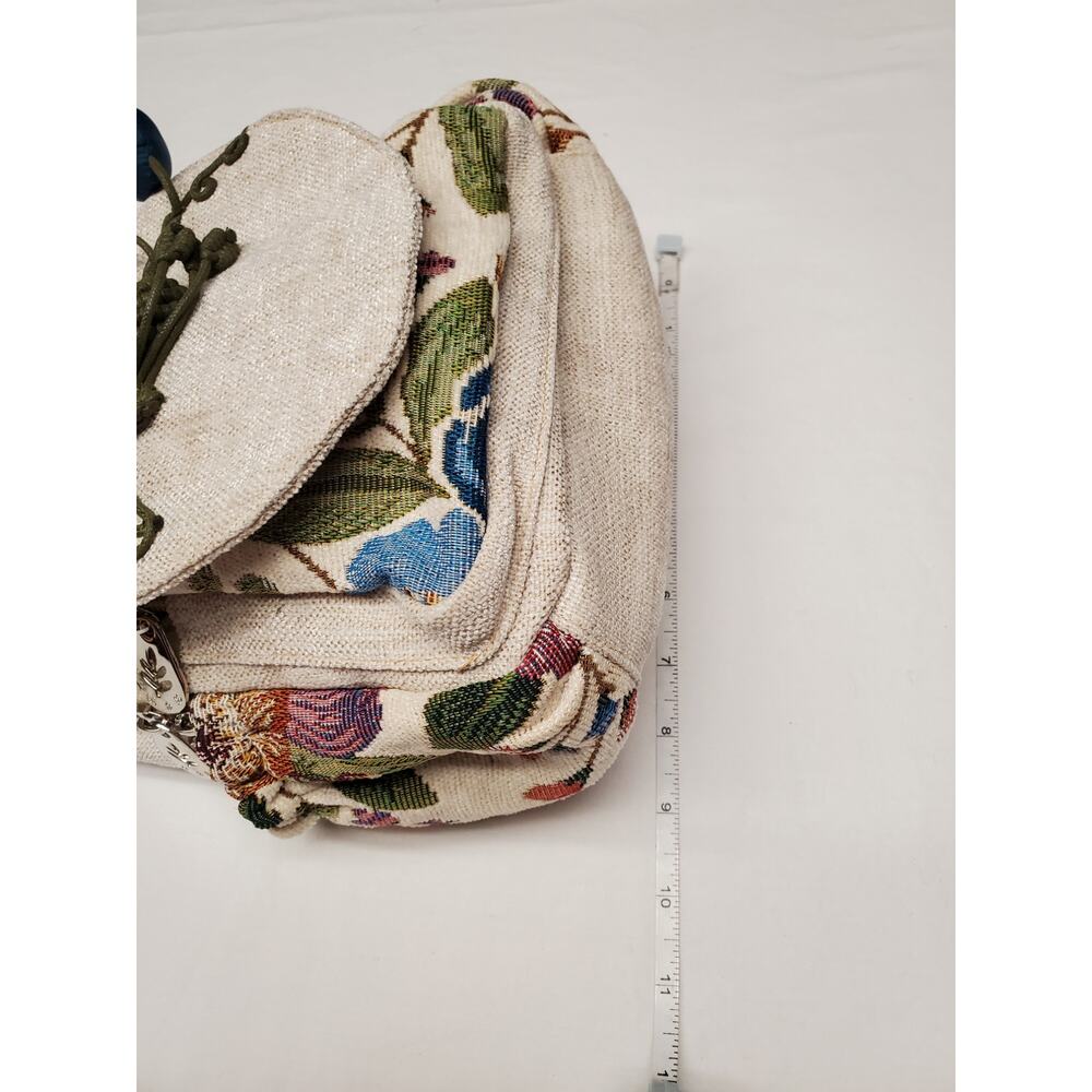 Boho Tapestry Mini Backpack Floral Embroidered Macrame Flower Accent - Picture 5 of 9